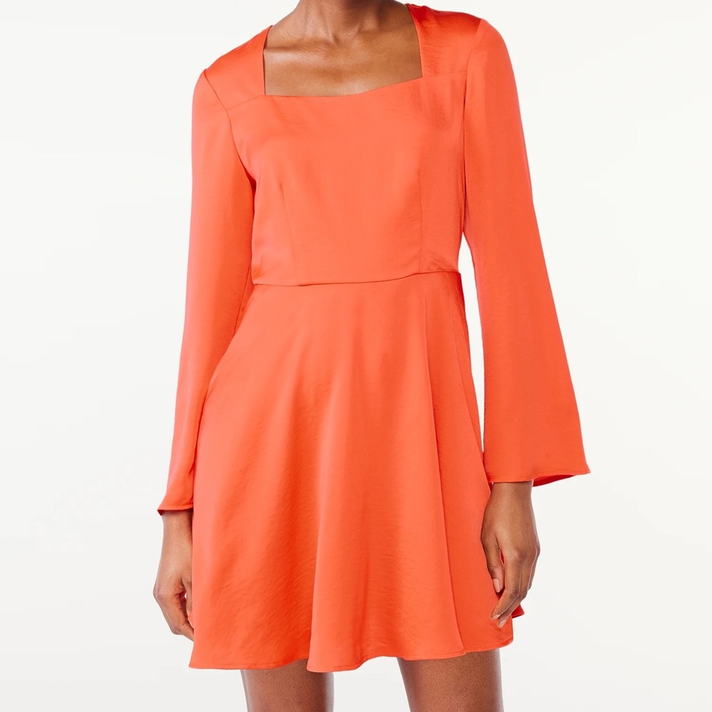 Chic Long Sleeve Orange Dress